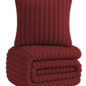 One Home Winter Bettwäsche Cord Optik Teddy Plüsch Nicki Warm Coral Fleece Cashmere Touch Bordeaux