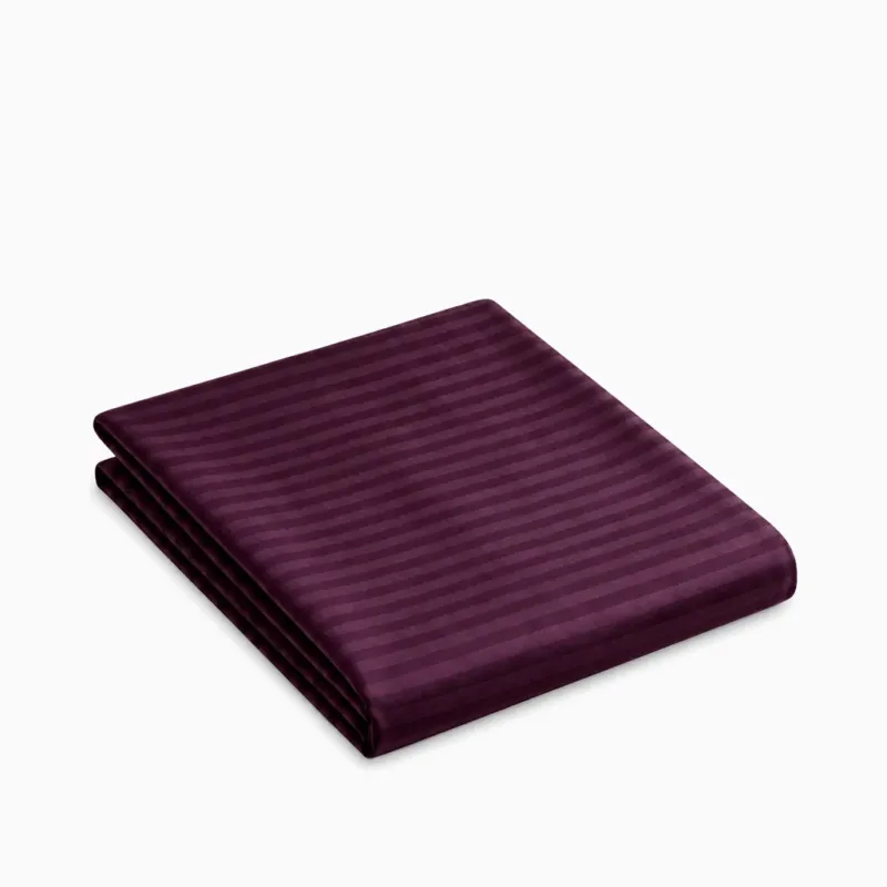 Drap plat satin de coton rayures Mauve Bordeaux – Maison Textile