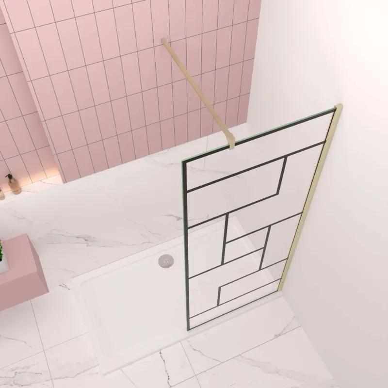 Duschabtrennung Walk-In 8mm Nano ESG Duschkabine H200 cm mit Stabilisierungsstange