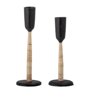 Kerzenhalter-Set Jamelia – handgehämmertes Metall in Schwarz (2er-Set)