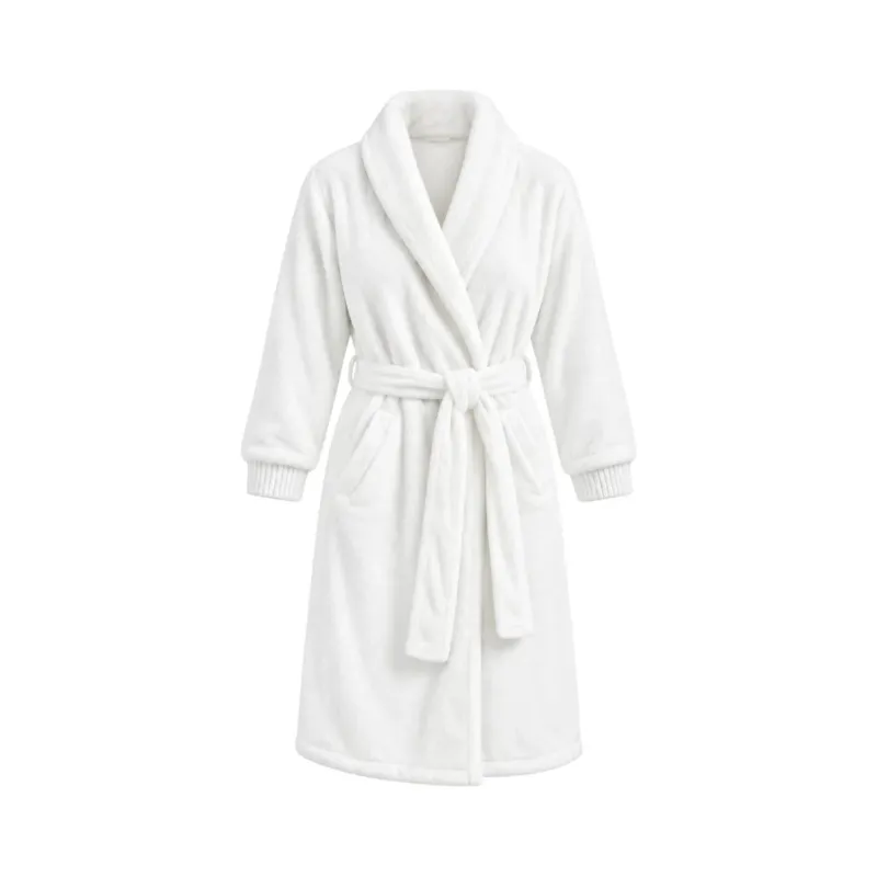 Premium Damen Bademantel Eden » Damenbademantel » dichtes Korallenfleece 350 g/m² » Saunamantel mit Taschen und Ärmelbündchen » Frauen Morgenmantel 96 cm lang » cremeweiß