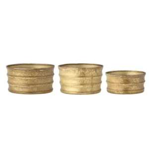 Übertöpfe Aureo – Rustikaler Goldlook aus Metall (3er-Set)