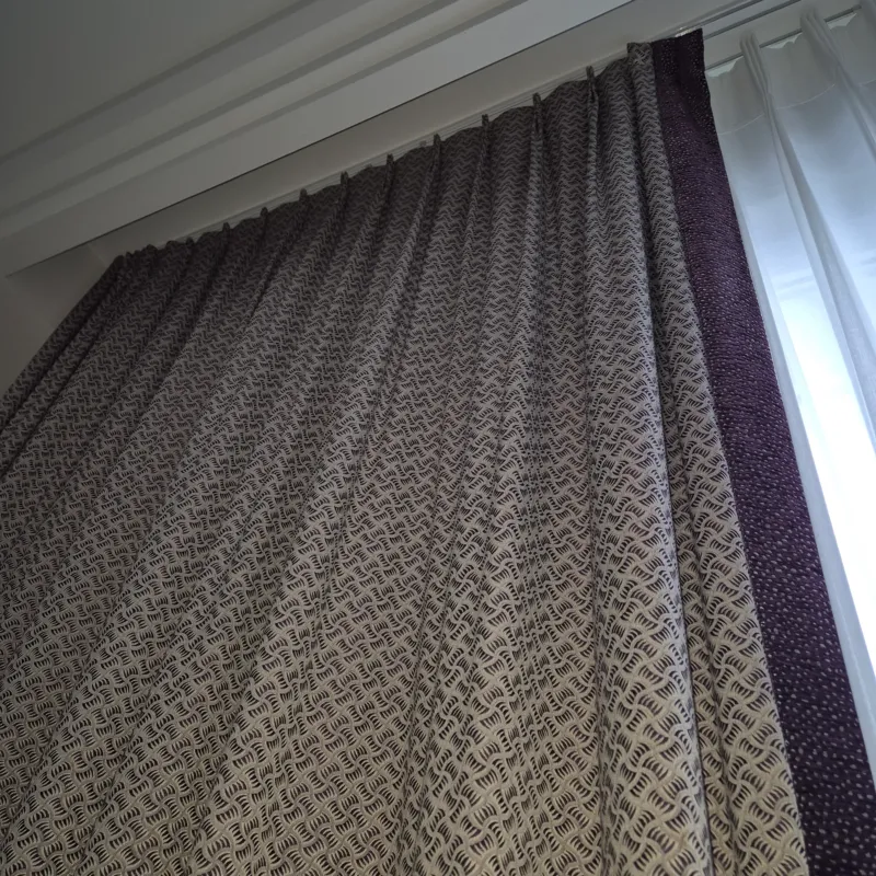 Luxus Vorhänge Gardinen Set 217x348 Hotel Atlantic Hamburg Lila Violett Beige Gemustert