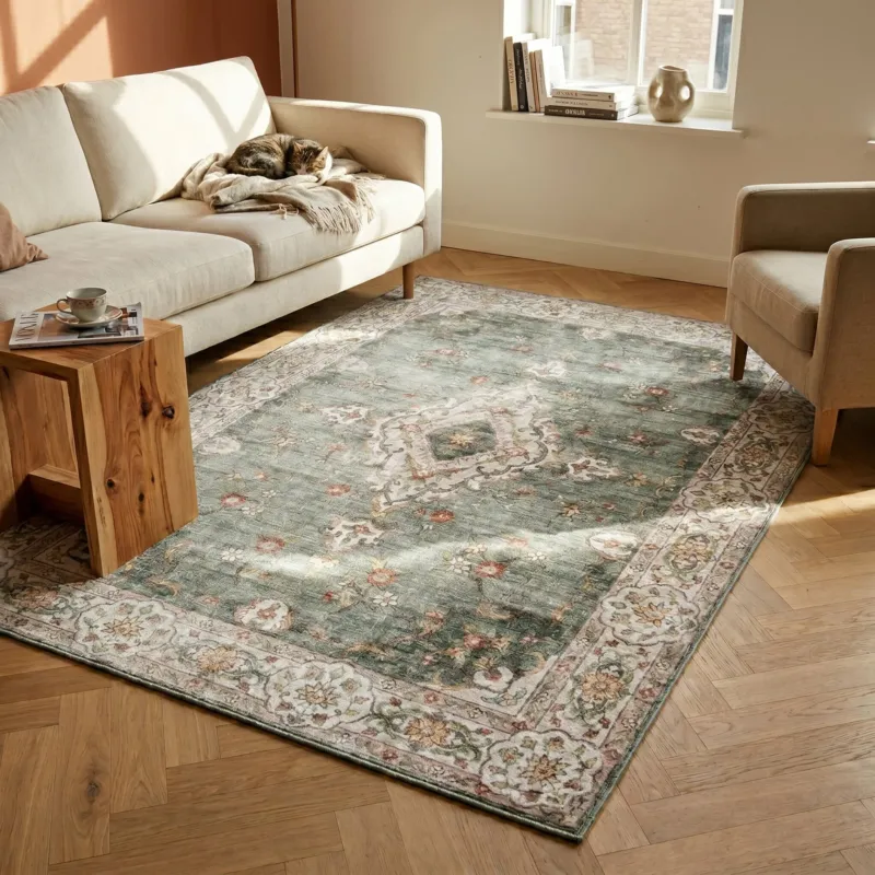 Vintage rug – Ember Medallion Green