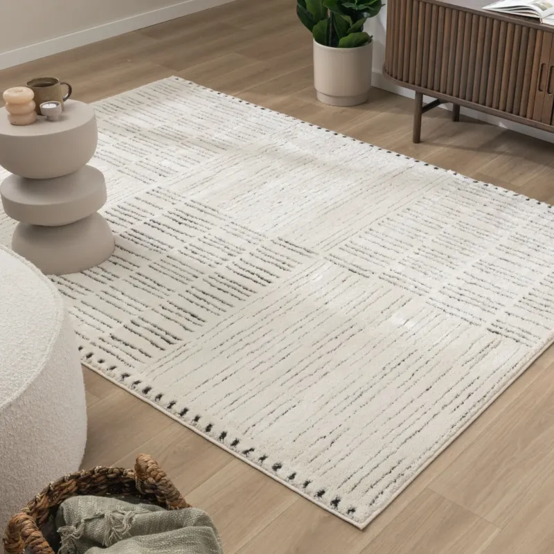 Scandinavian Rug - Yune Lines Cream/Black