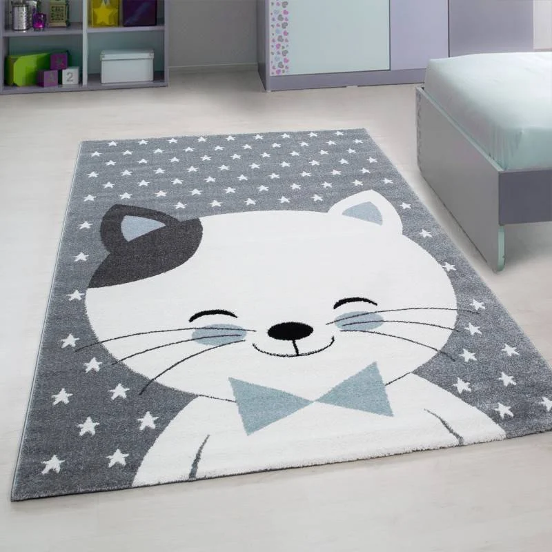 Children's floor rug - Anna Blue Cat