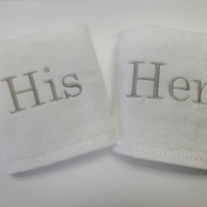 His & Hers Embroidered Hand Towel Set of 2