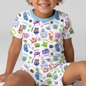 Monster Mash Crew Custom Name Bamboo Two Piece Short Sleeve Shorts Pajama Set