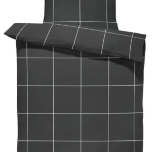 One Home Bettwäsche 135x200 cm Karomuster kariert schwarz Biber Winter Flanell Baumwolle