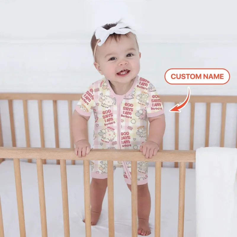 Little Lamb God Says I Am Custom Name Shorty Zippy , Little Lamb God Says I Am Custom Name Shorty Zippy - 0-3M