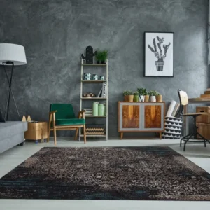 SIGNS OF HERITAGE Orientalischer Baumwoll Teppich 240x160cm dunkel blau florales Muster