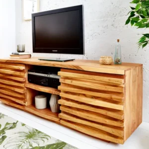 RELIEF Massives TV-Lowboard 150cm Akazien Holz mit aufwändiger Front