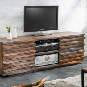 RELIEF Massives TV-Lowboard 150cm smoke Finish Sheesham Holz mit aufwändiger Front
