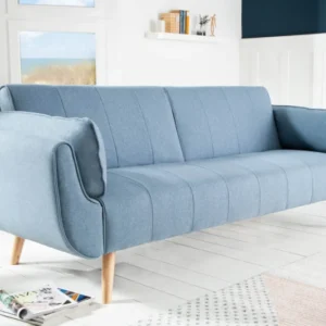 DIVANI Design Schlafsofa 220cm hellblau Bettfunktion 3er Sofa Scandinavian Design