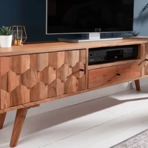 MYSTIC LIVING Massives TV-Board 140cm Akazie natur 3D Oberfläche Massivholz