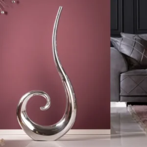 Moderne Vase WAVE 47cm silber Aluminium poliert Dekoration