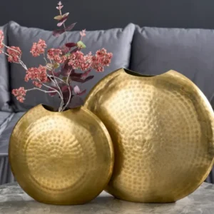 ORIENTAL Elegantes Vasen 2er Set 44cm im Grid Hammerschlag Design