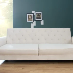 MAISON BELLE AFFAIRE Chesterfield 3er Sofa 220cm Strukturstoff mit Schlaffunktion