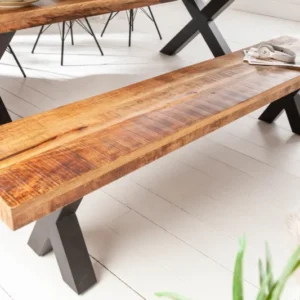 Industrial Sitzbank IRON CRAFT Mangoholz mit schwarzen X-Beinen