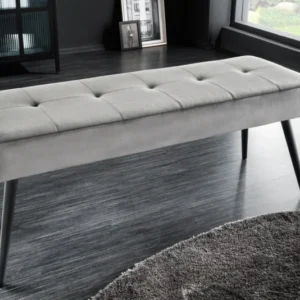 BOUTIQUE Design Sitzbank 100cm Samt schwarze Metallbeine