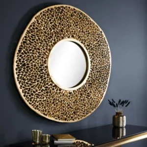 Design Wandspiegel ABSTRACT LEAF L Blattmuster Metall Handarbeit