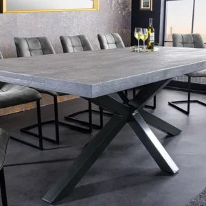 GALAXIE Massiver Industrial Esstisch 200cm grau anthrazit Mangoholz sandgestrahlt Metall