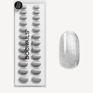 Grey Cat Eye Medium Round Soft Gel Press Ons