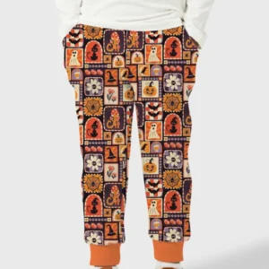 Retro Halloween Patchwork Icons Bamboo Jogger