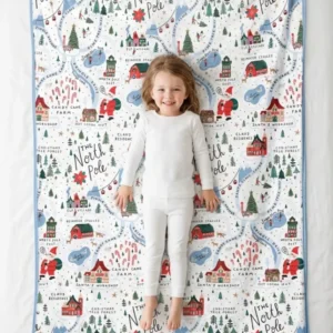 The North Pole Map Bamboo Blanket