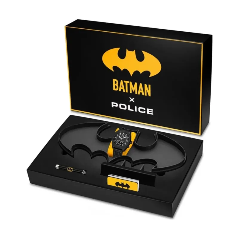 Armbanduhr-Set mit schwarzem Batman-Logo in Präsentationsbox