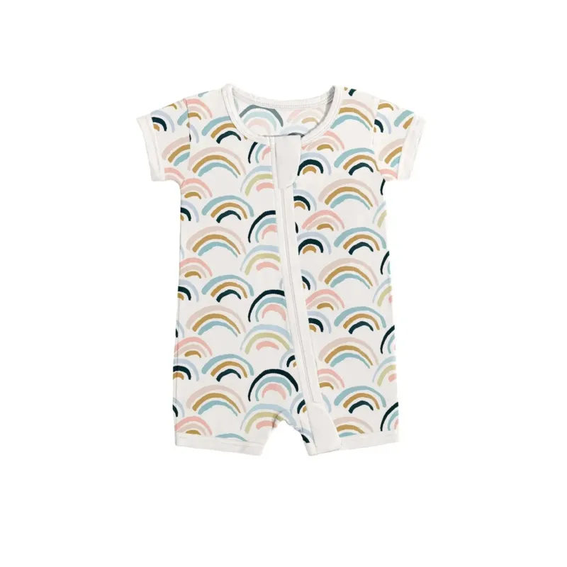 Rainbows Shorty Zippered Romper , Rainbows Shorty Zippered Romper - 0-3M