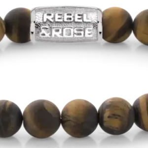 Armband mit 8-mm Tigerauge-Perlen und Edelstahlverschluss Rebel&Rose