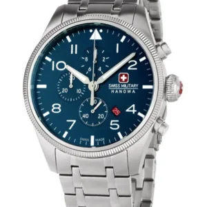 Herren-Chronograph mit blauem Zifferblatt, Chronographen-Subdials und Edelstahlarmband