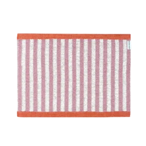 50 x 70 cm pink and white striped doormat with coral border, machine washable