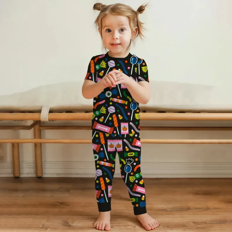 Trick or Treats Two Piece Short Sleeve Pajama Set For Haloween , Trick or Treats Two Piece Short Sleeve Pajama Set For Haloween - 12-18M